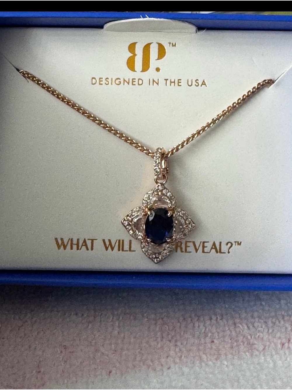 BP September Rose Gold Necklace with Blue Sapphire Center